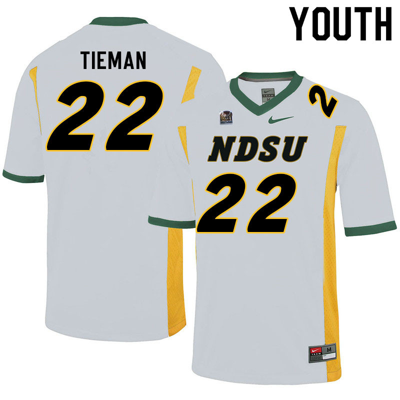 Youth #22 Dalton Tieman North Dakota State Bison College Football Jerseys Sale-White